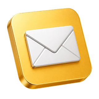 Icône ornementale d'enveloppe email 3D figurant sur la page de contact